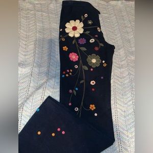 Floral embroidery jeans